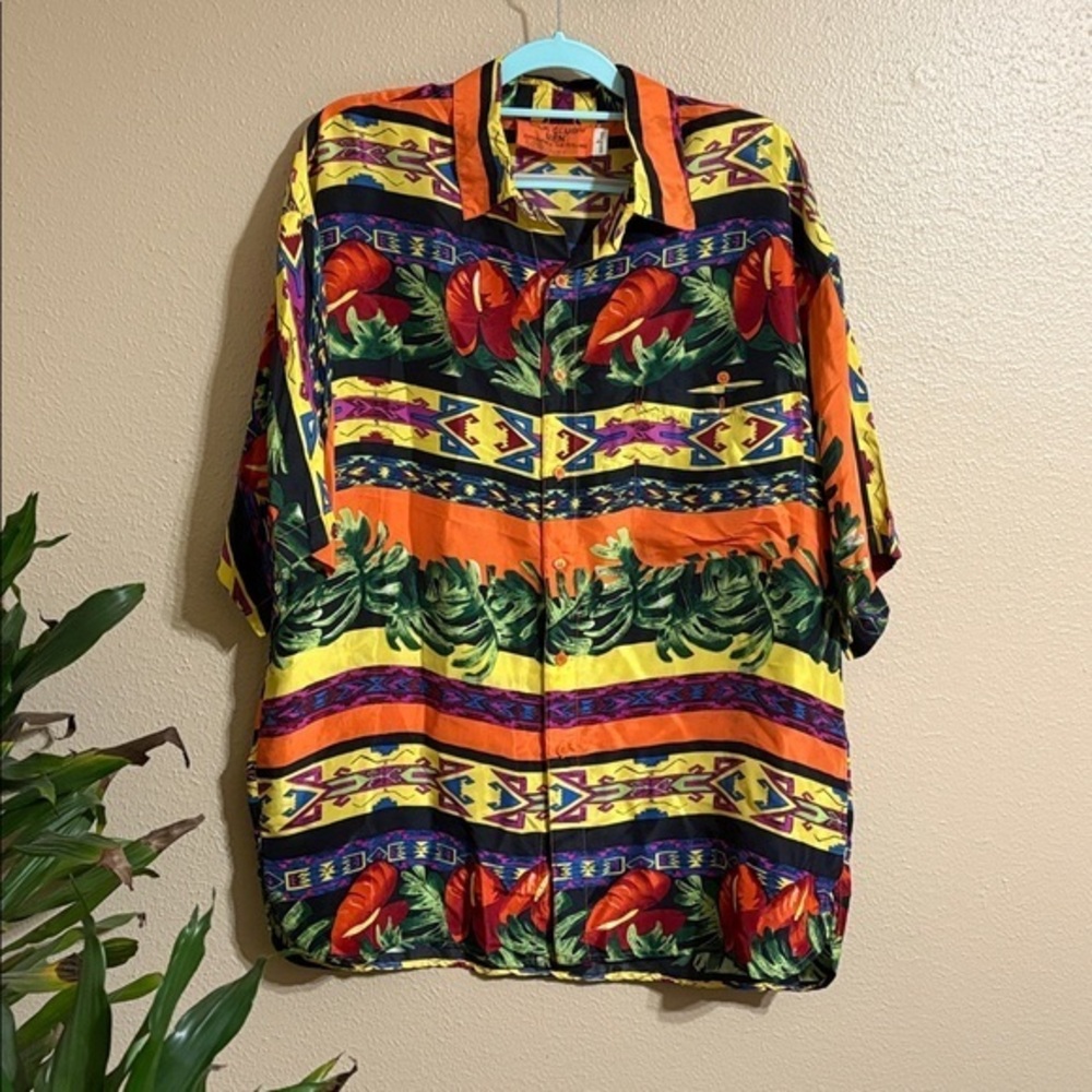 Silk Vibrant Multicolor Button-Up Shirt